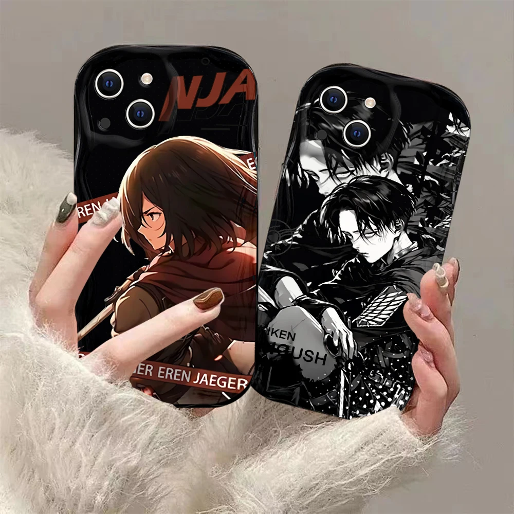 Anime Attack on Titan Eren Jaeger 3D Wave Case For iPhone 15 14 13 12 11 Pro Max Mini X XR XSMAX 8 7 6S Plus Soft Silicone Cover