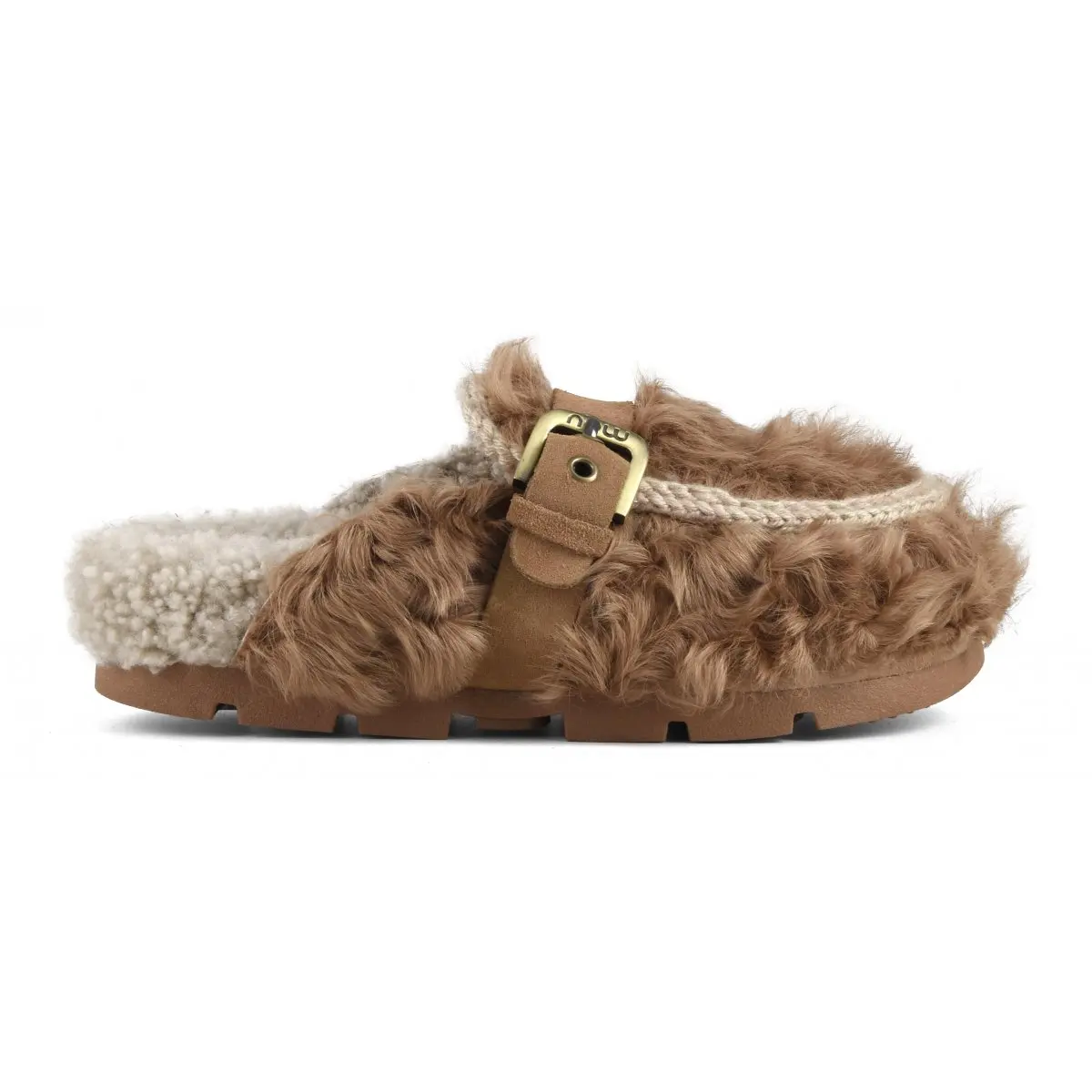 

Mou women's slippers original bio checkiang buckle eskimo platform flats mules winter outdoor ladies shoes