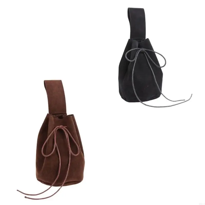 

68UA Belt Waist Bag Fanny Pack Vintage Medieval Leather Cellphone Holder Holsters Renaissances Costumes
