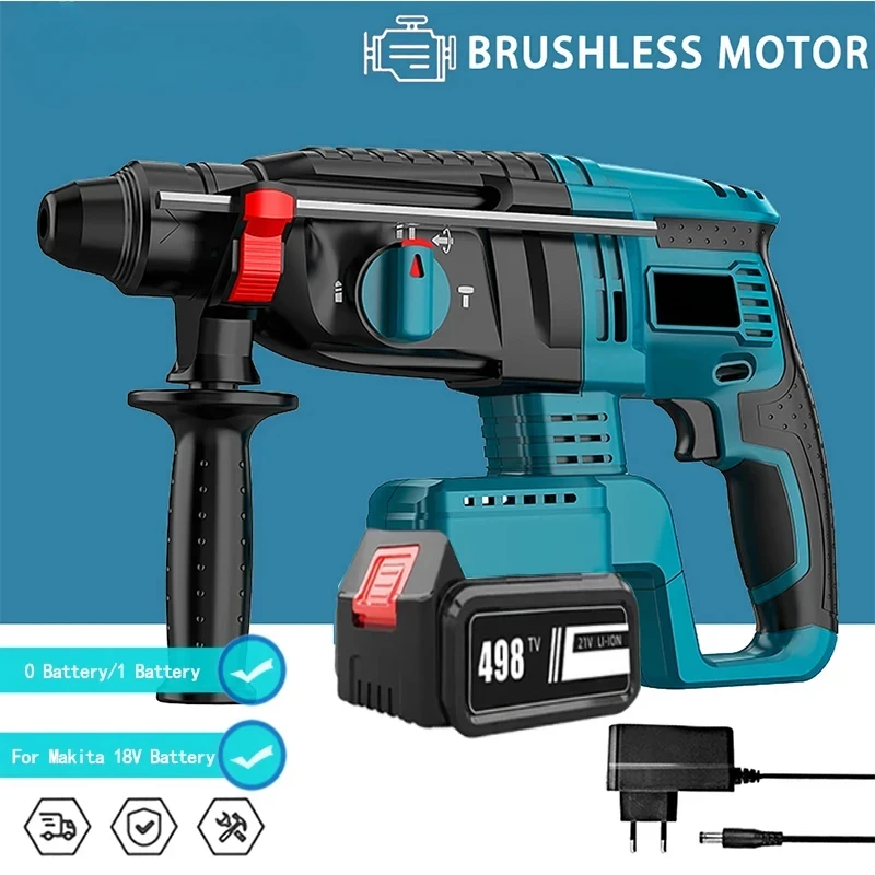 26MM Brushless Electric Hammer Drill Multifunctional Rotary Cordless Rechargeable Power Tools Compatible 18V Battery