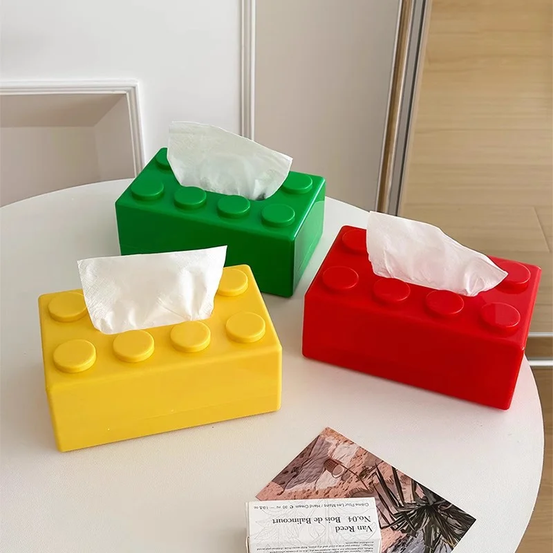 Quality ABS Creative Living Room Bathroom Building Blocks Tissue Box Toilet Drawout Paper Box Premium Desktop Tissue Storage