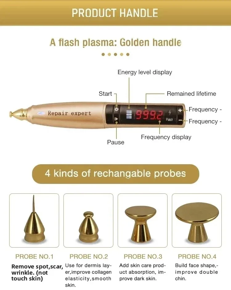 Ozon Goud Plasma Gezichtsbehandeling Machine Pijnloos Efficiënt Lift Gezicht Verwijderen Sproeten Nieuwste Schoonheid Huidverzorging Apparaat