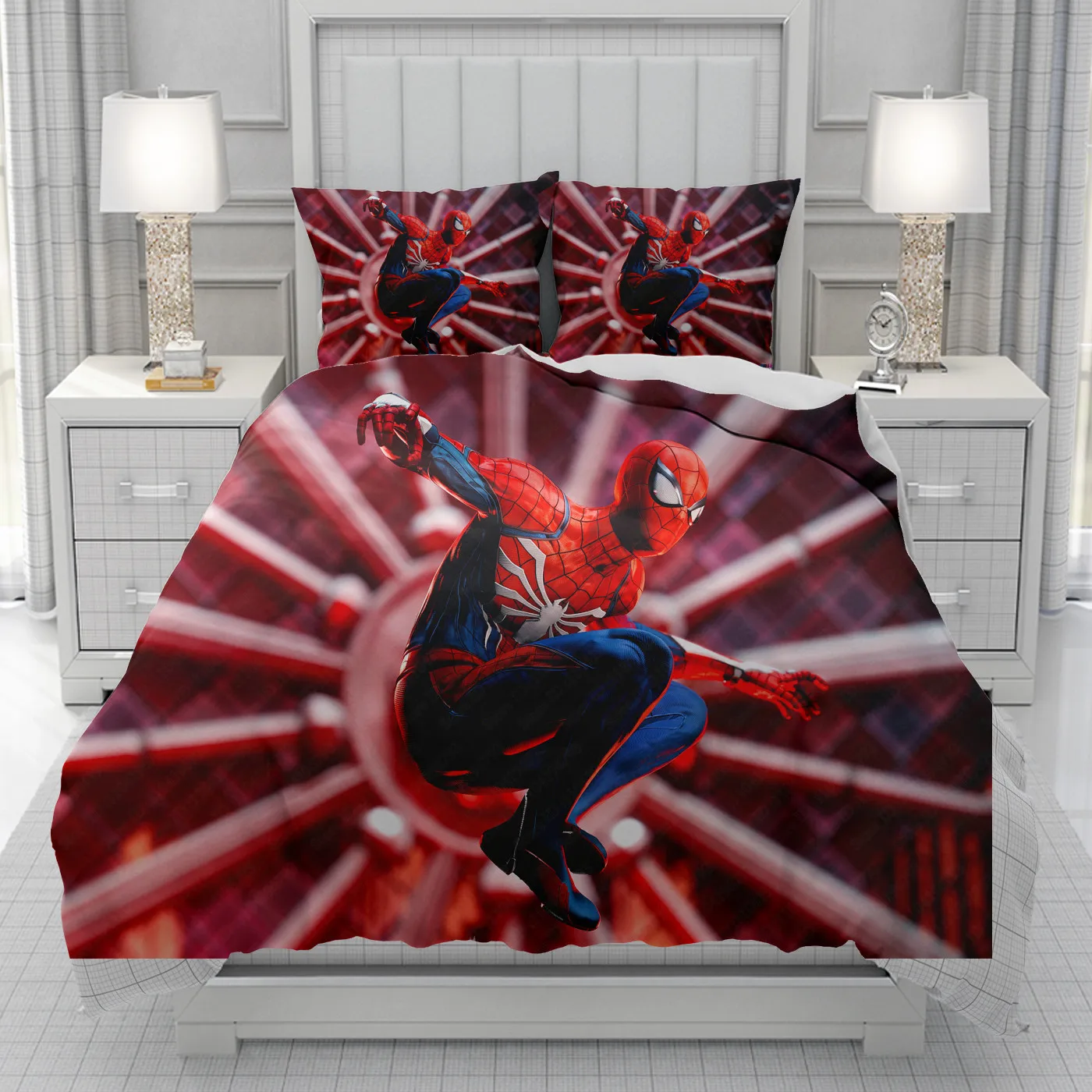 Spider Man  superheroes Duvet Cover men women/Children KID Printing Disney cartoon Bedding Set  Comforter Bed Soft