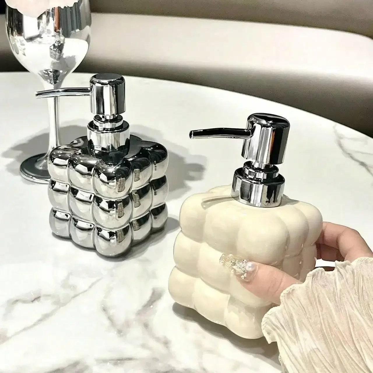 

Toilet shampoo bath gel hand sanitizer bottle dispenser creative pressed ceramic lotion bottle household
