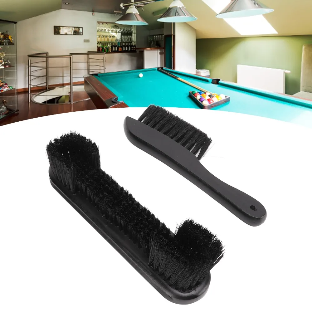 2PCS Wood Handle Pool Table Brush Nylon 9in Size Billiard Brush Kit 8in Rail Black Billiard Cleaning Brush Billiards Table
