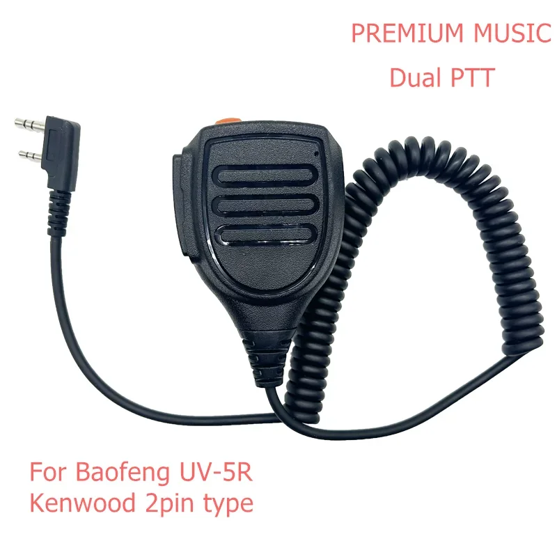 

Динамик Микрофон Двойной PTT Микрофон Для Baofeng UV-5R BF-888S UV-82 UV-S9 PLUS UV 13 Pro UV-16 Pro Kenwood 2-контактный тип двусторонней радиосвязи