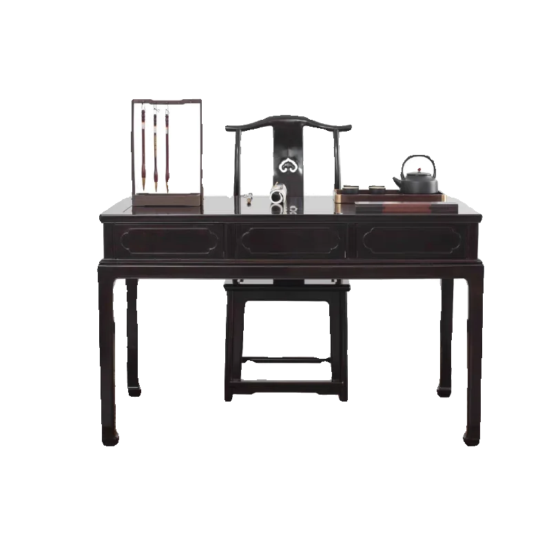 

Красный светлый стол из сандалового дерева с тремя ящиками, китайский деревянный письменный стол, мебель из красного дерева