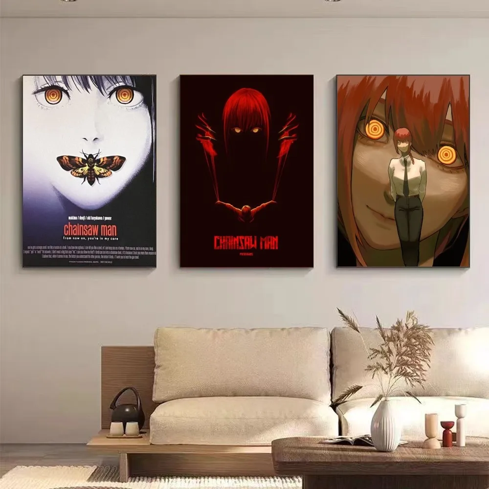Popular Anime Chainsaw Man Makima Canvas Poster Wall Art Picture for Living Room Bedroom Playroom Bar Club Modern Home Decor Pos
