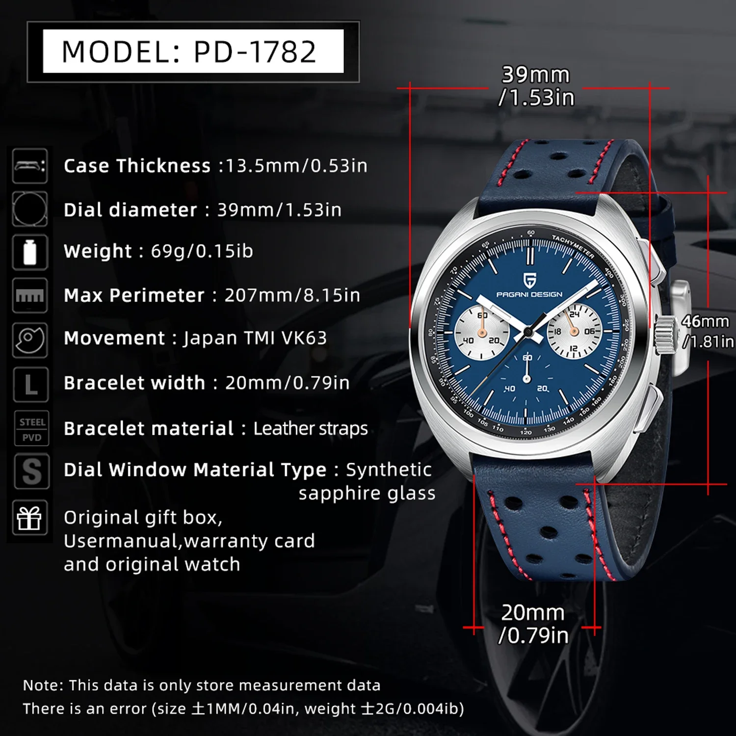 Imagem -06 - Pagani Design-relógio de Quartzo Masculino Cronógrafo Esportivo ar Sapphire Relógio de Couro Impermeável Luxo Retro Vk63 2023