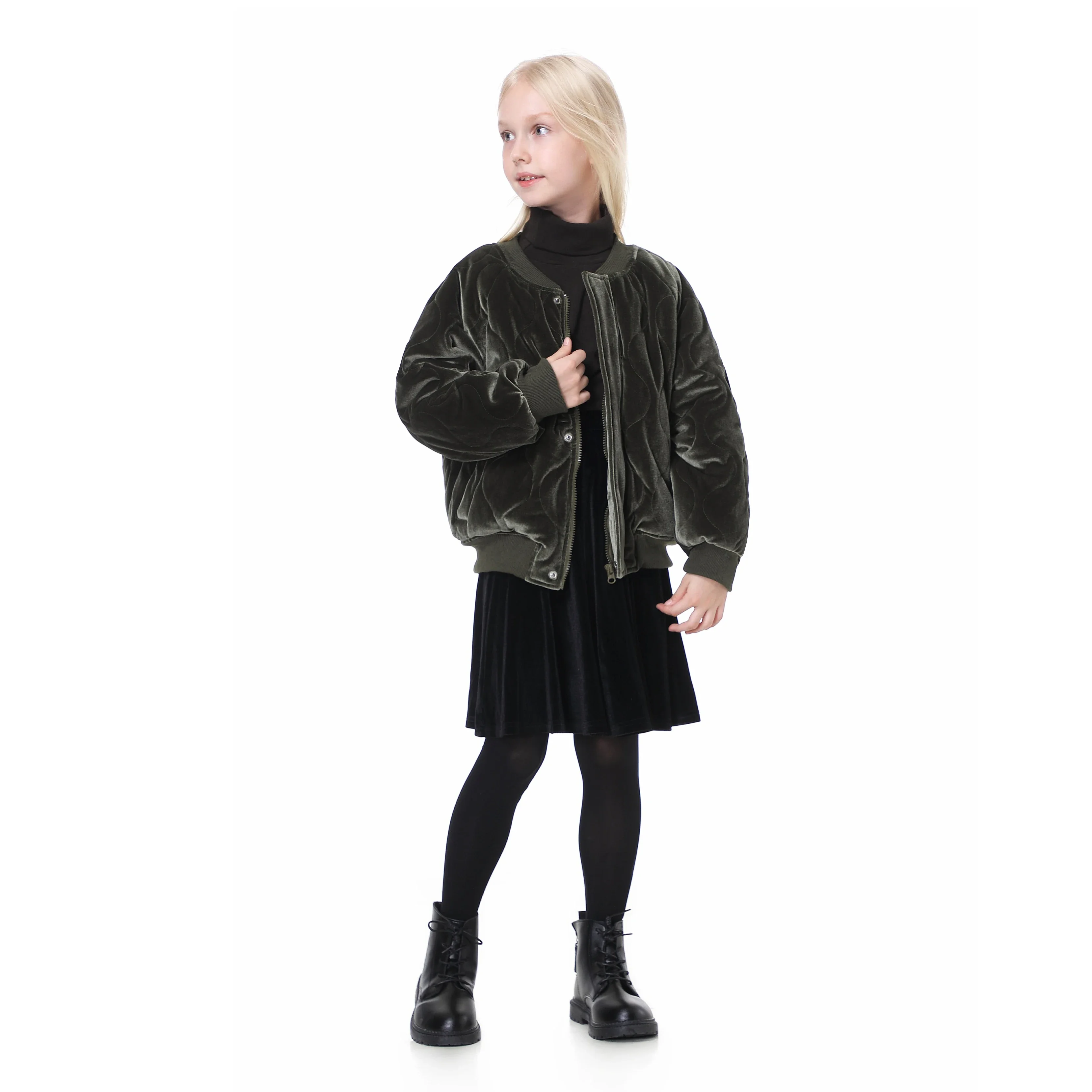 AP Velvet Thick  Kids Bomber  Jackets  New Winter Warm Boys and Girls Coat Children Quilted Clothes Zipper,#9002