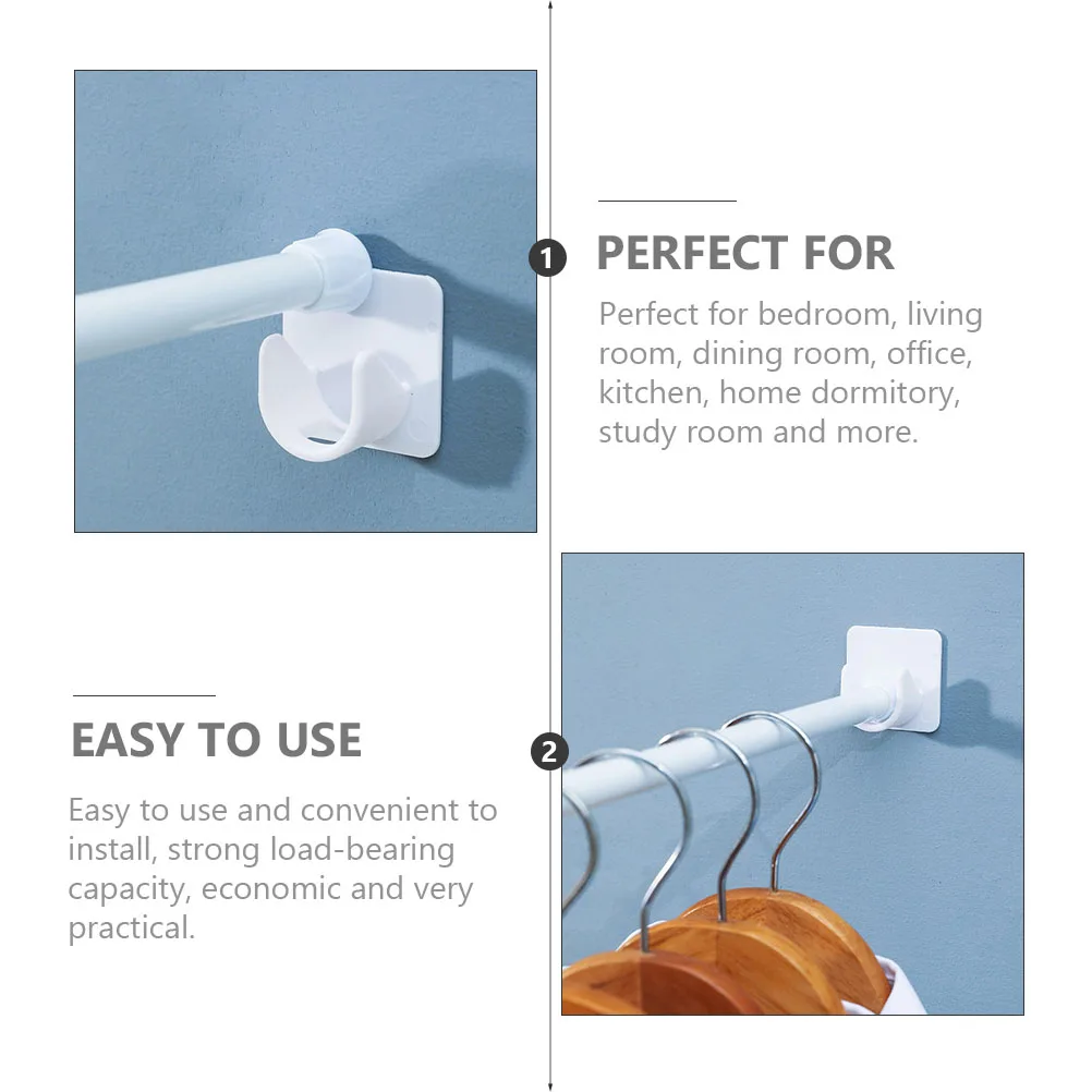 

4Pcs Self Adhesive Curtain Rod Brackets ABS Heavy Duty Rod Support Rack for Living Room Bedroom Kitchen Drapery Holder