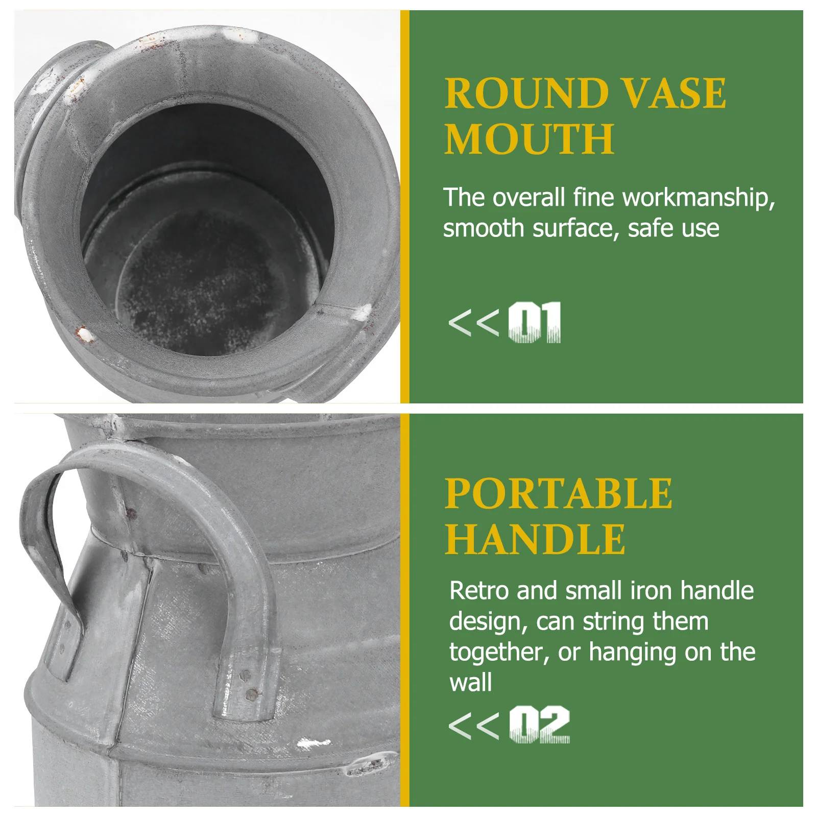 مزهرية زهور جافة دلو حديد عتيق لديكور المنزل نباتات الحديقة معلقة على الحائط أصيص زهور صغير لسطح المكتب عتبة النافذة #4