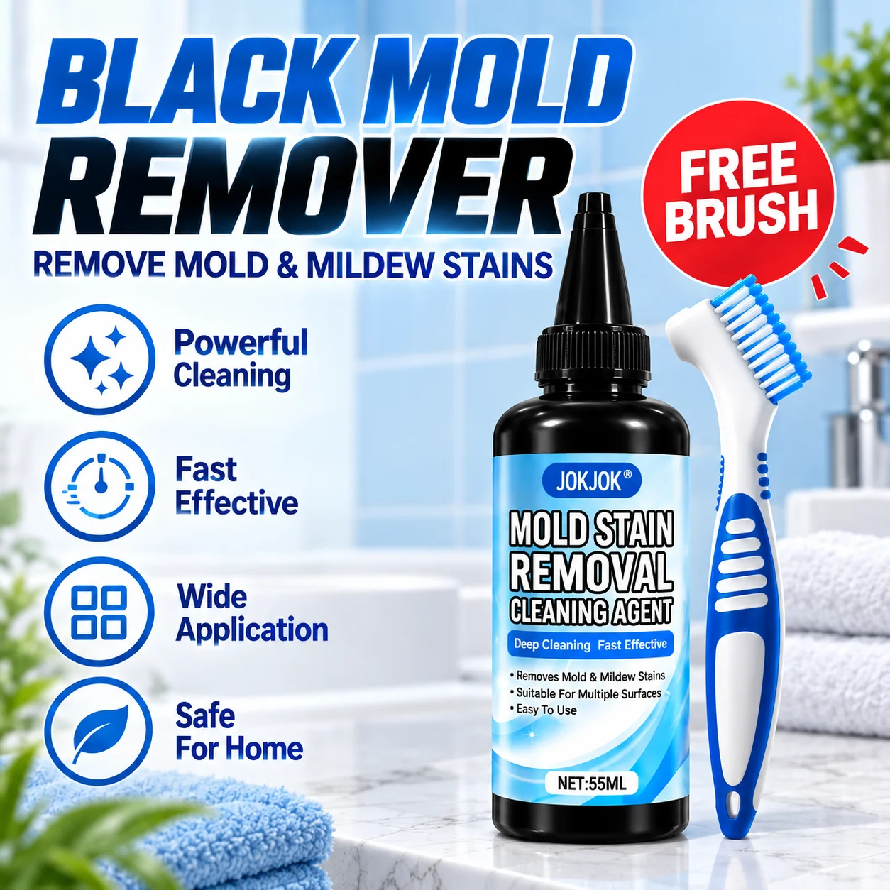 Mold Remover Gel Bathroom Grout Cleaner Black Mold Stain Removal Agent For Shower Tile Silicone Sealant Bathtub Edge Deep Cleani