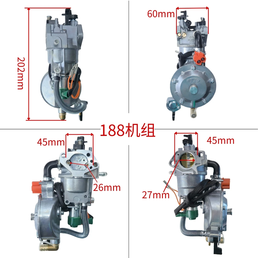 LPG CNG 4.5‑5.5KW Generator Dual Fuel Carburetor Manual Choke For Honda GX390 GX340 188F Petrol Gas Small Engines