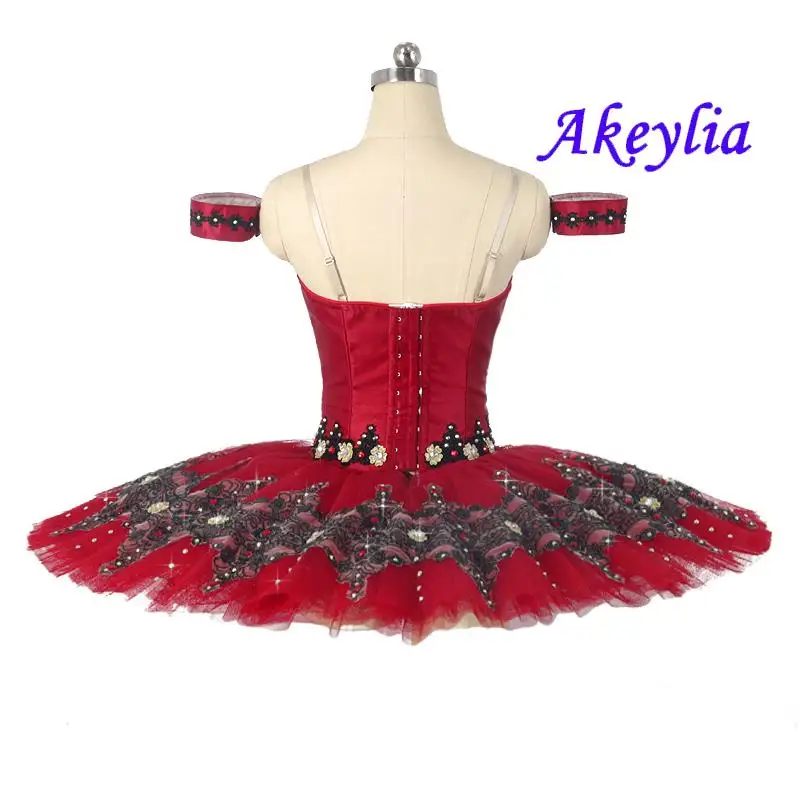 Cetim borgonha preto profissional tutu ballet meninas feito sob medida competição internacional ou desempenho traje de balé jn0451