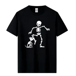 Men's T-shirt High Quality 100% Cotton Funny Skeleton Printed Casual Loose Cool Men T Shirt O-Neck Male T-Shirt Tops Tees