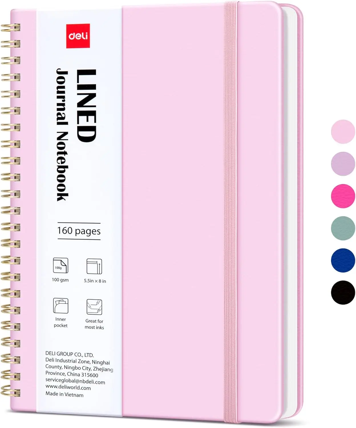 

Розовый блокнот-спираль с линованными страницами, 160 страниц, формат А5, твердая обложка, для работы, учебы и заметок