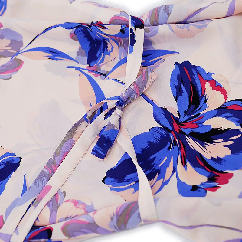 2026 Estate delle donne Nuovo 100% seta di gelso naturale Crepe De Chine senza maniche rosa chiaro fiore stampato abito con scollo a V