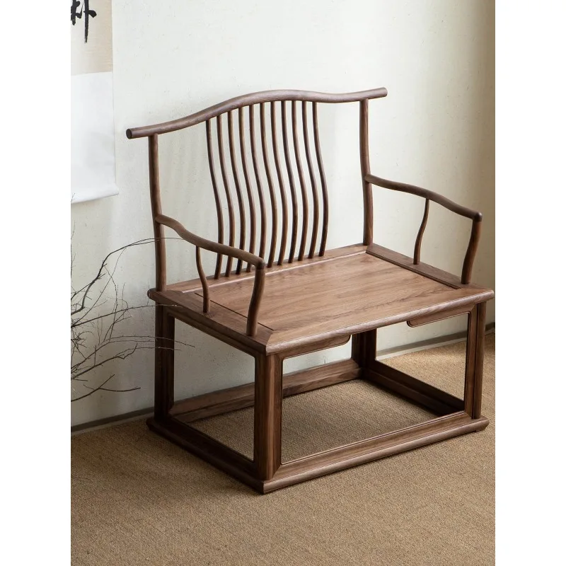 كرسي التأمل من الخشب الصلب، كرسي قبعة رسمي من خشب الجوز الأسود، كرسي التأمل #3