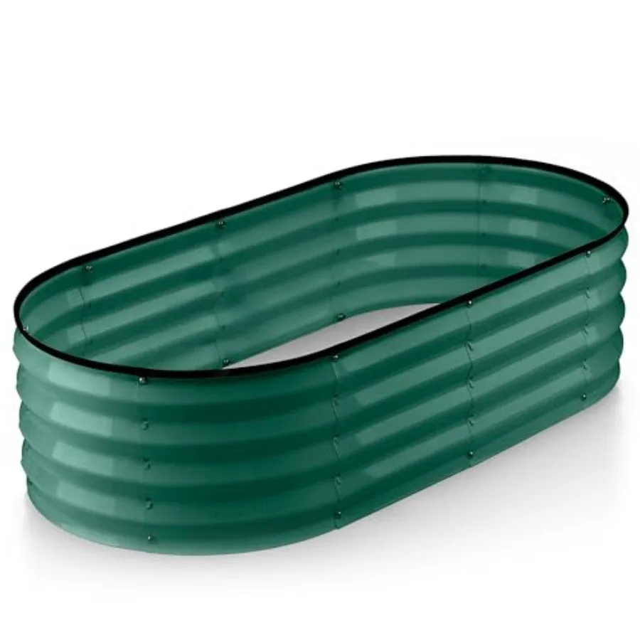 Galvanized Raised Garden Beds Outdoor 4×2×1 ft Planter for Gardening Vegetables Flowers Large Metal Garden Box Dark Green Paten