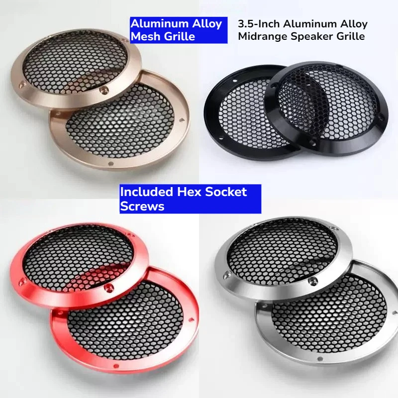 For 3.5/4/6.5 Inch Car Midrange Speaker Cover, Aluminum Mesh Grill, Subwoofer Protective Cover Mounting Bracket