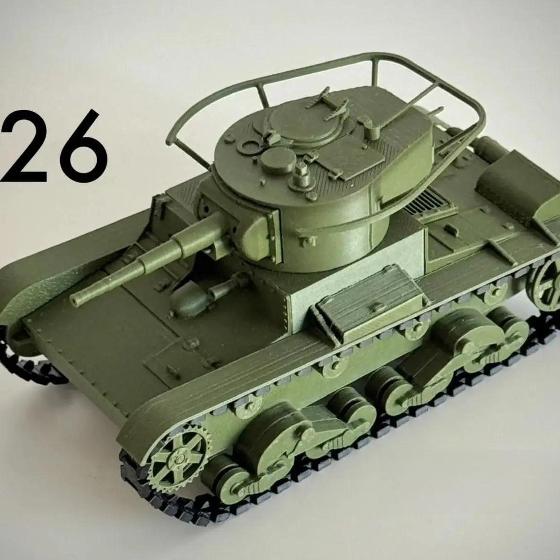 

High-Detail 3D Printed Soviet T-26 Light Tank Heavy Assembly Kit Realistic Miniature Military Vehicle Desktop Decor Gifts