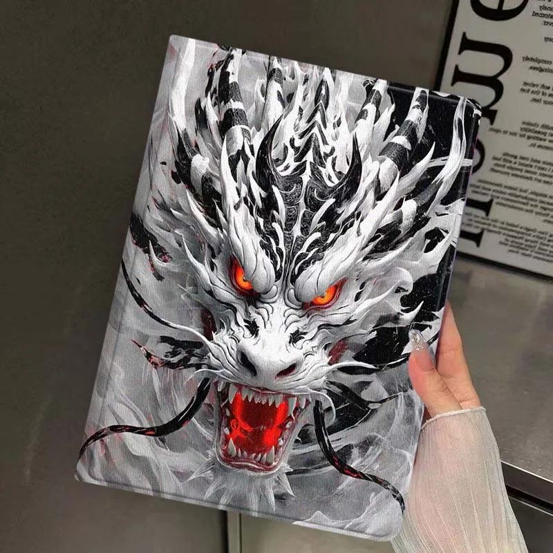 Fierce White Dragon Red Eyes For iPad Pro Mini Air 1 2 3 4 5 6 7 10 11 th 8 9 gen 11 M4 M5 Foldable Tablet Case Cover