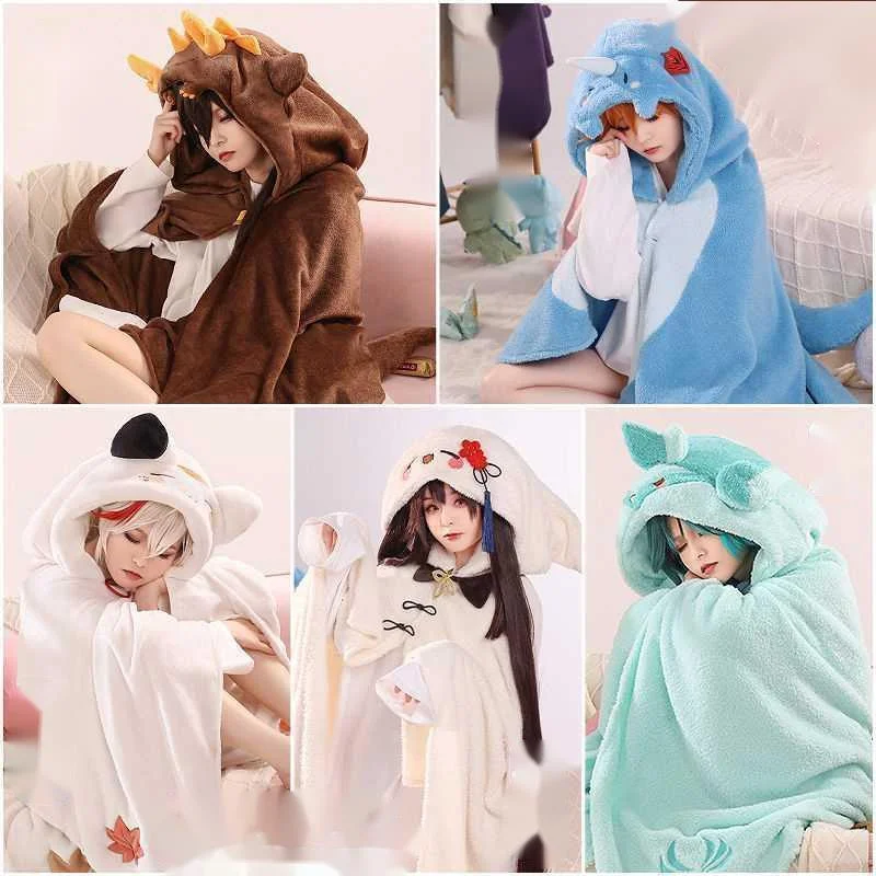 MiHoYo Genshin Role Air Conditioning Blanket Dacronsoft Comfortable Wearable Lunch Break Blanket Gaming Peripherals Cosplay Tool