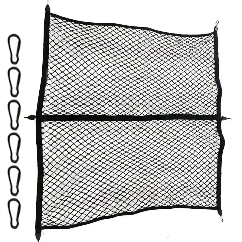 Cargo Net For Pickup Truck Bed Elastic 6 Carabiners Cargo Netting Heavy Duty Net Organizer Mesh Organizer For Pickups Trucks