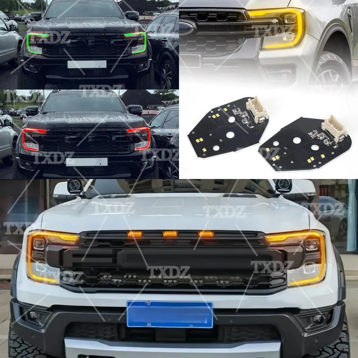 

Amber DRL LED Boards For Ford Everest Ranger XLT Raptor XL Lariat T9 Headlight 2024 2025 Non-RGB Daytime Running Light