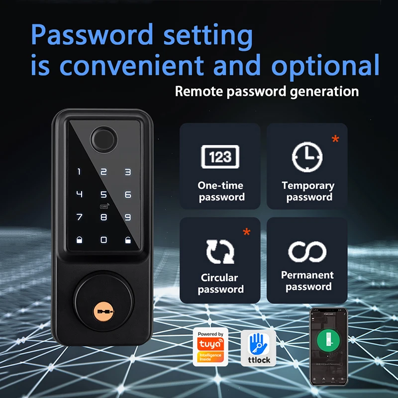 RAYKUBE A1 TT Lock/ Tuya WiFi Auto Fingerprint Deadbolt Smart Door Lock Digital Lock With Door Sensor Password/IC Card/APP/Key