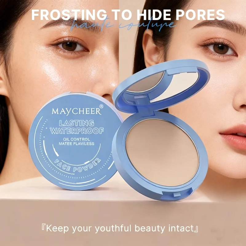 8 ألوان الحرير لينة ضباب مسحوق كعكة السلس الصحافة Sace مسحوق التحكم النفط غطاء كامل المخفي مسحوق ماكياج طبيعي دائم