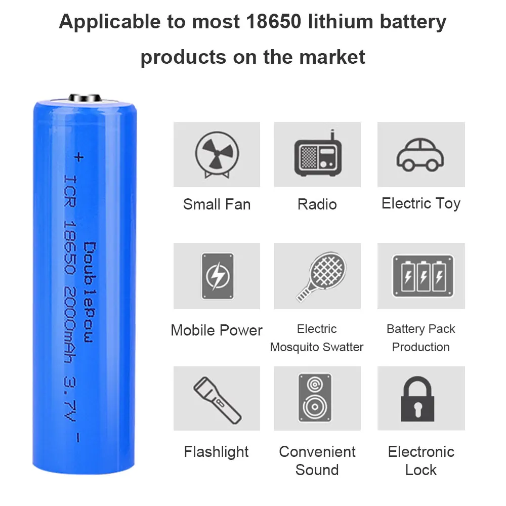 NEW original Doublepow 18650 battery 3.7V 2000mah 18650 lithium rechargeable battery for flashlight etc