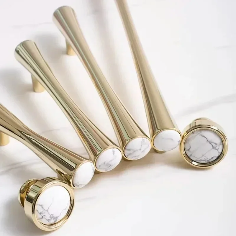 Nordic Art Handle / Natural Stone+ Bronze Handles and Knobs Drawer Pulls Kitchen Cabinet Knobs Furniture Hardware