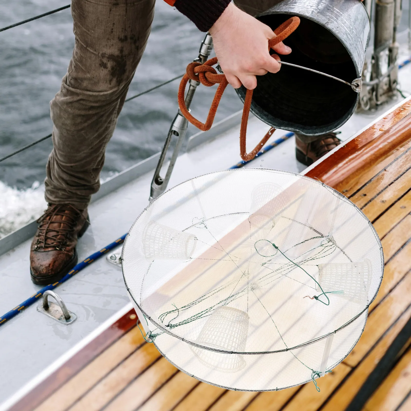 

Collapsible Fish Trap Net Cage For Large Small Fish Durable Pe Easy Storage Portable For Lake Fishing Shrimp Crawfish