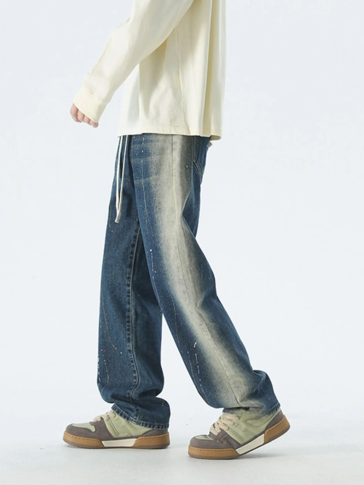 

Мужские джинсы прямого кроя Adient Color: новая весенне-осенняя коллекция, свободные, больших размеров, в американском уличном стиле, широкие брюки