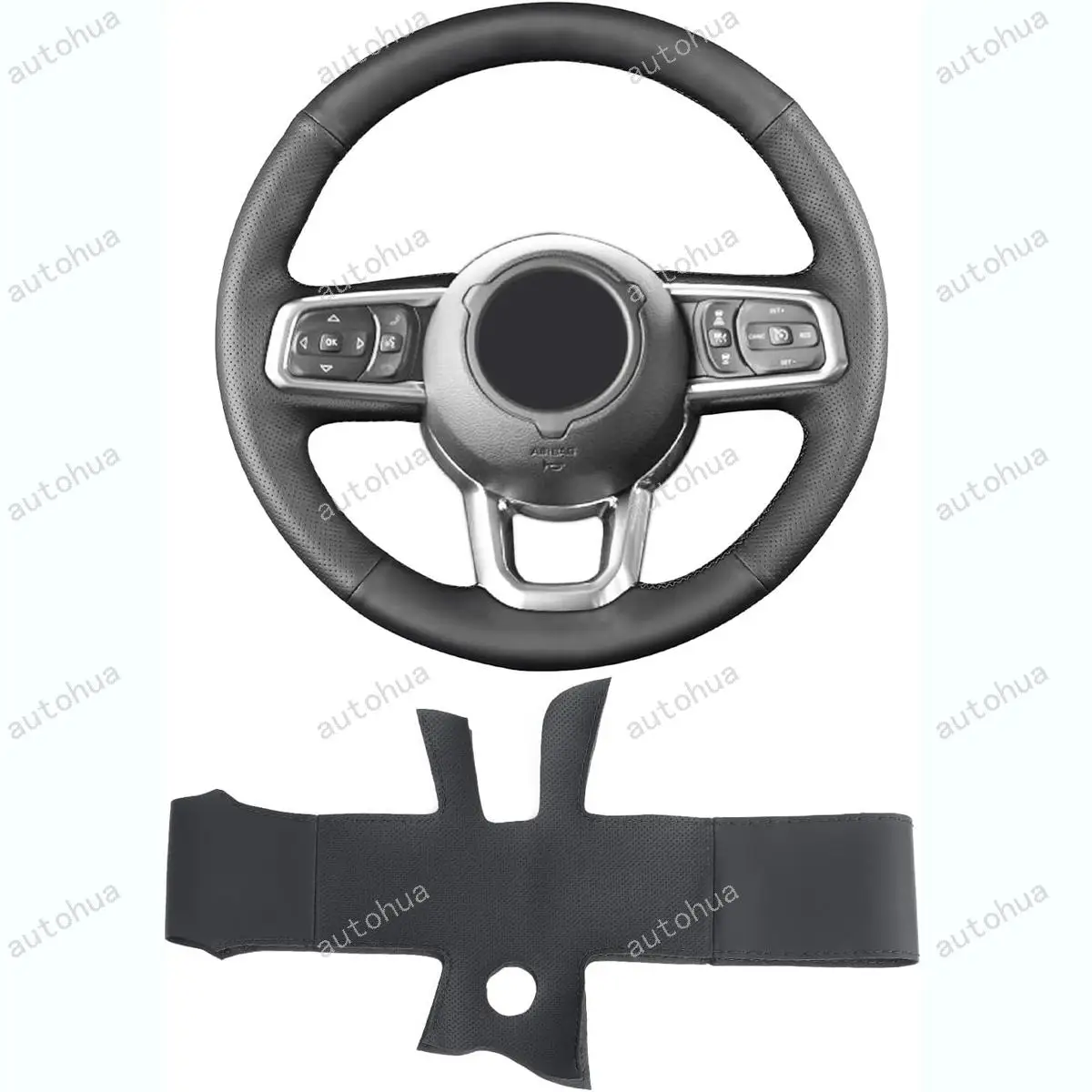 

HandSewn Steering Wheel Cover for Jeep Wrangle 2018 2019 2020 2021 2022/Gladiator 2020 2021 2022 Breathable Microfiber Leather