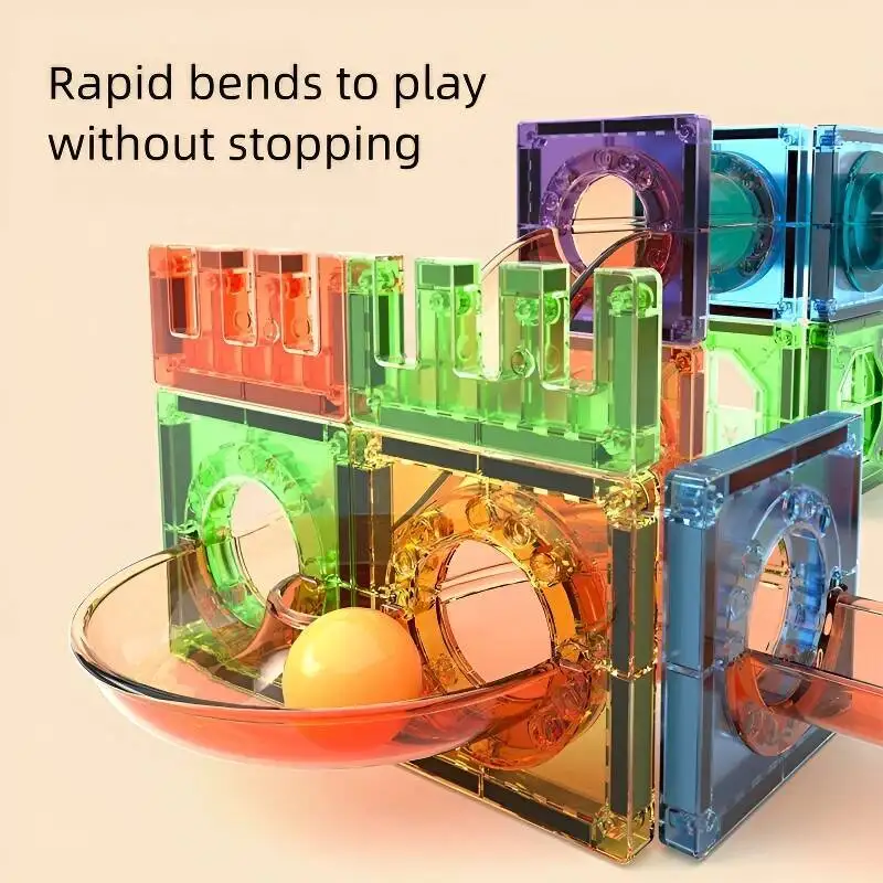 اللبنات المغناطيسية البلاط المغناطيسي الرخام تشغيل سباق المسار كتل نموذج البناء مجموعة ألعاب المغناطيس التعليمية للأطفال #3