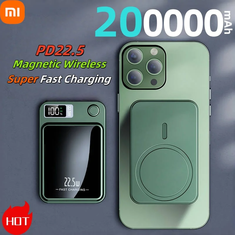 Xiaomi 200000 мАч Беспроводной магнитный внешний аккумулятор 22,5 Вт Сверхбыстрая зарядка Портативный внешний аккумулятор PowerBank для iPhone Samsung Xiaomi 200000 мАч Беспроводной магнитный внешний аккумулятор 22,5 Вт Сверхбыстрая зарядка Портативный внешний аккумулятор PowerBank для iPhone Samsung