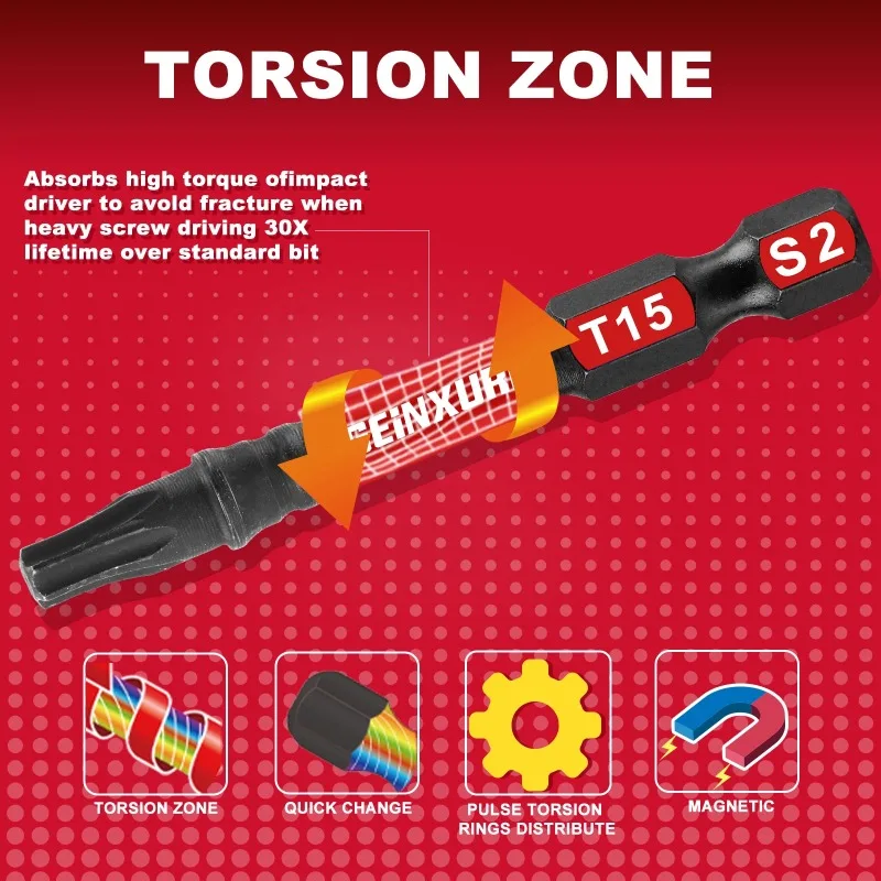 Mixed 2 Inches Impact X50 Power Driver Bit Set S2 Alloy Steel Drill Bits with Storage Organizer Case for Screwdriver Tools
