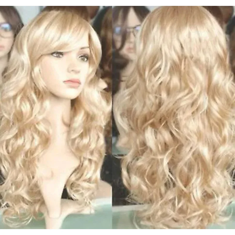 Peruca longa de cabelo ondulado encaracolado para mulheres, Anime Cosplay Party Full Wig, Lady Fashion