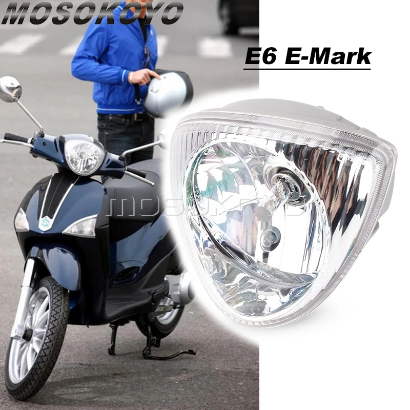 Motorcycle Headlight For Fly 50 100 125 2t Liberty 50 4t Liberty 125 Scooter Plastic Headlamp Front Head Light Lamp Hi/Low Beam