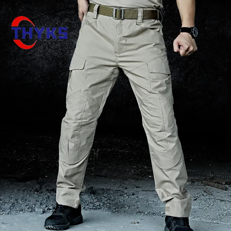 

Men Waterproof Slim Fitting Tactical Pant Loose Multi Pocket Comfortable Military Britches Casual Solid Color Commuting Trouser