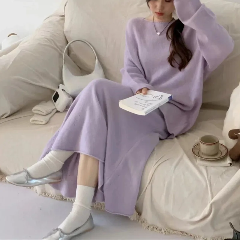 

Осень/зима, новый модный костюм, элегантный женский стиль, высококачественный вязаный свитер и юбка, костюм из двух предметов E12229