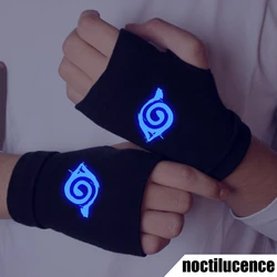 Guantes de Anime Naruto Noctilucence para muñeca, banda para el sudor, Cosplay, Akatsuki Itachi, sin dedos, fluorescentes, accesorios, regalos