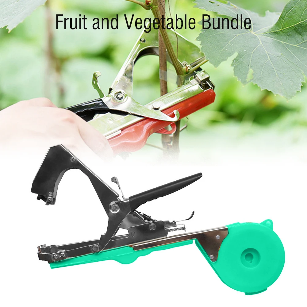 Tying Machine Garden Plant Tapetool Tapener with 6 Roll Tape +1 Box Staples Hand Tying Binding Machine for Vegetable Pepper Vine