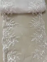 24 Yards Bilateral Floral White Milk Embroidered Lace Trim Bra Lingerie Sewing Garment Dress Decor Trimmings Fabric DIY