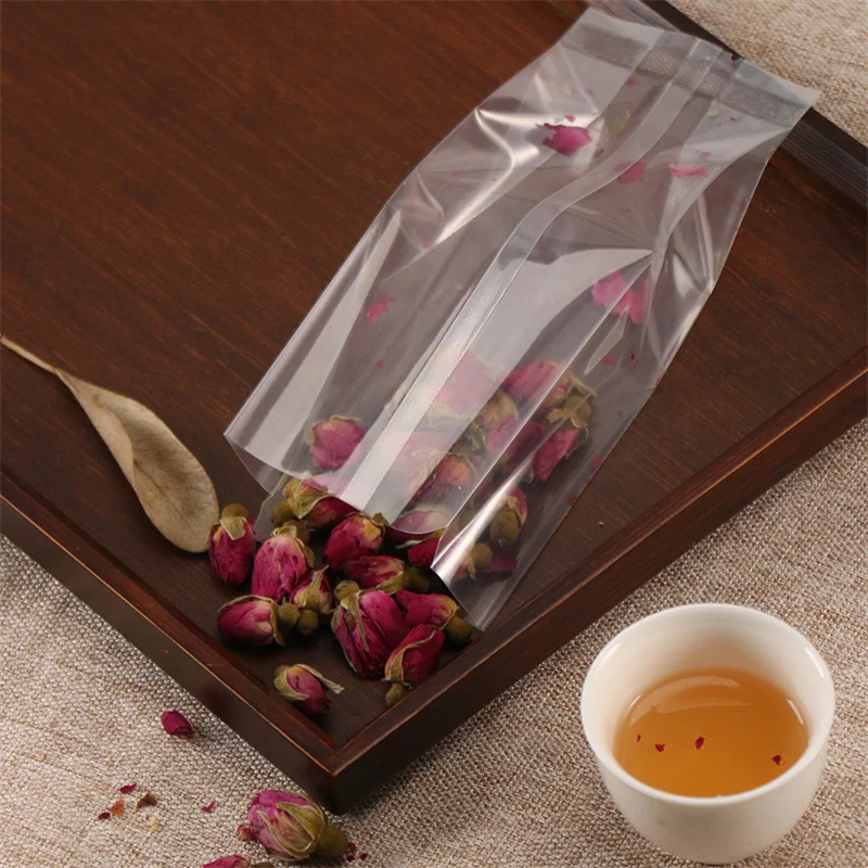 StoBag 50/100pcs Transparent Frosted Plastic Packaging Bag Long Heat Sealing for Coffee Tea Powder Storage Gift Pouches Portable