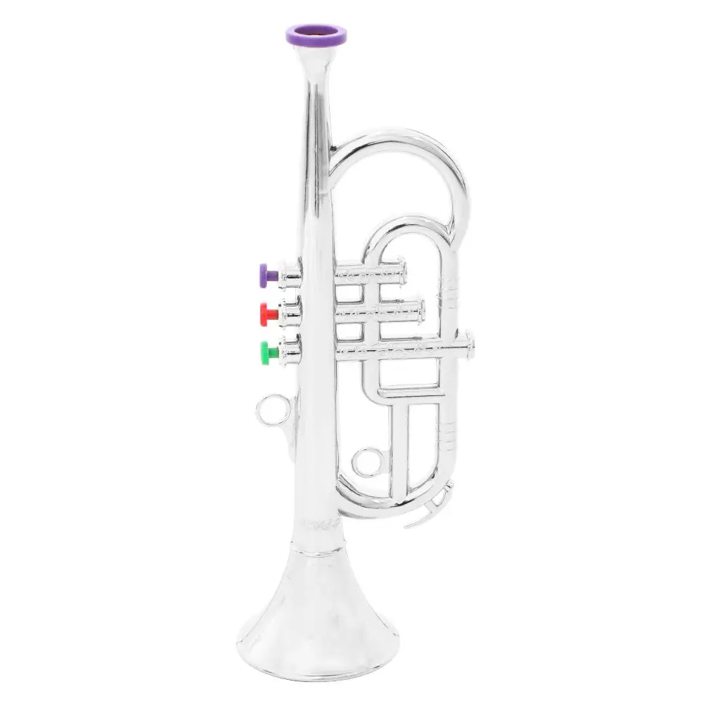 Kids Plastic Trumpet with 3 Colored Keys for Early Developmental Music Education Toy