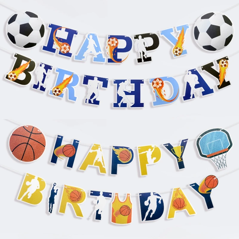 

Happy Birthday Paper Banner Cartoon Football Car Hanging Bunting Garland Outer Space Theme Birthday Party Baby Shower Decoration